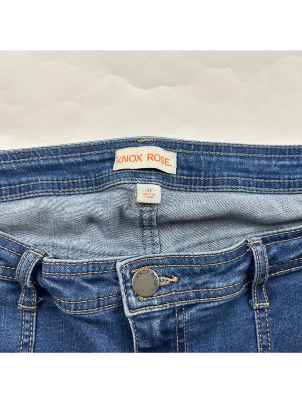 Knox Rose Blue Stretch Denim High Rise Utility Flared Jeans 17 - Picture 3 of 6